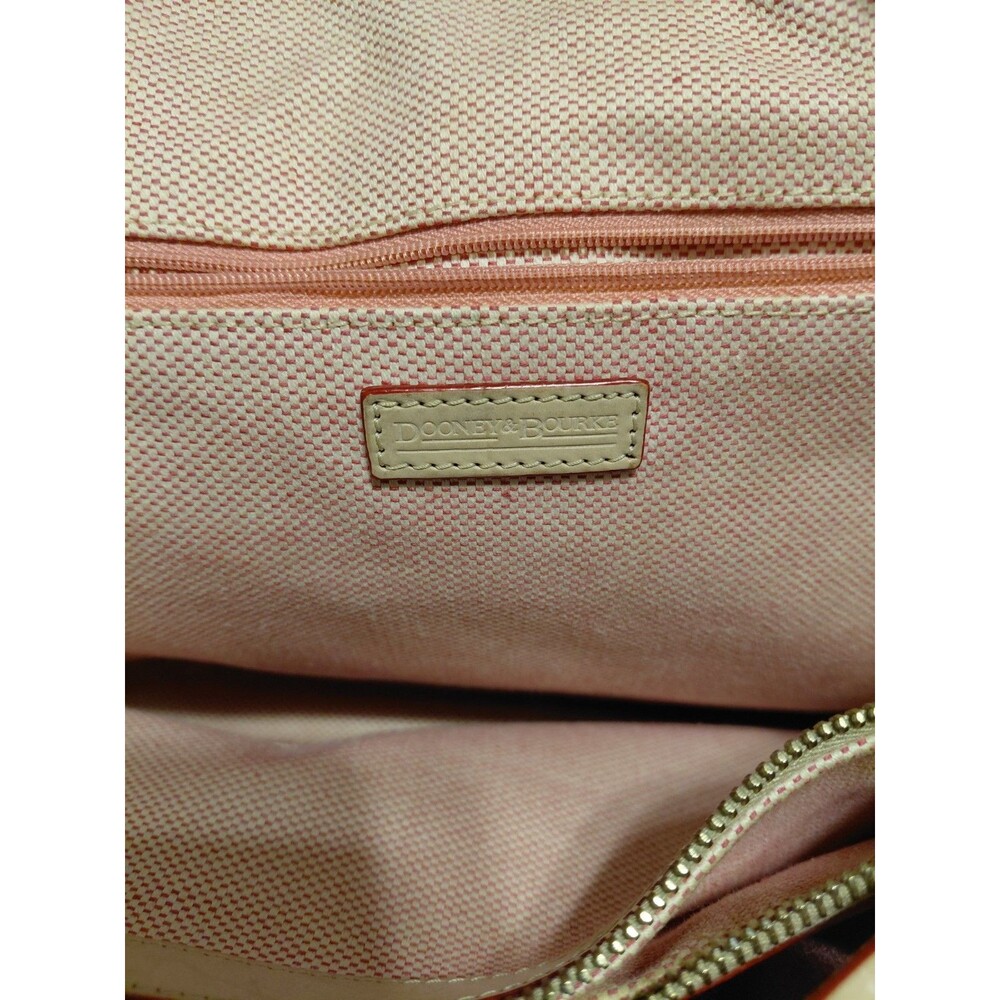 Vintage Dooney & Bourke Bag Crossword Vachetta Leather Coated Canvas Satchel - Picture 11 of 11